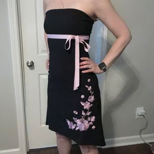 Pink and Black strapless dress